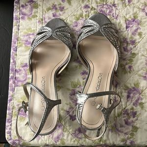 Silver sparkle heels worn twice